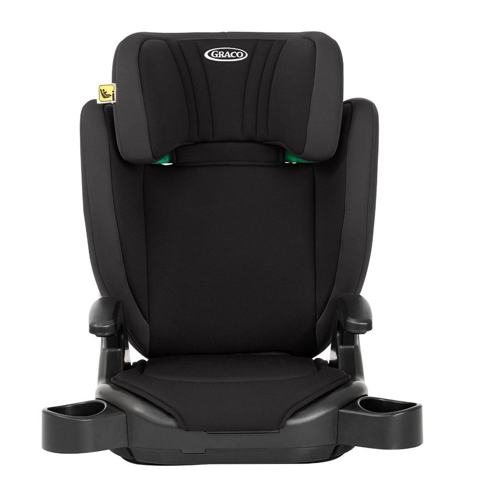 Graco Junior Maxi i-Size R129 Highback Booster car seat with cupholders, Suitable from 100-150cm (approx. 3.5 to 12 years), Midnight fashion