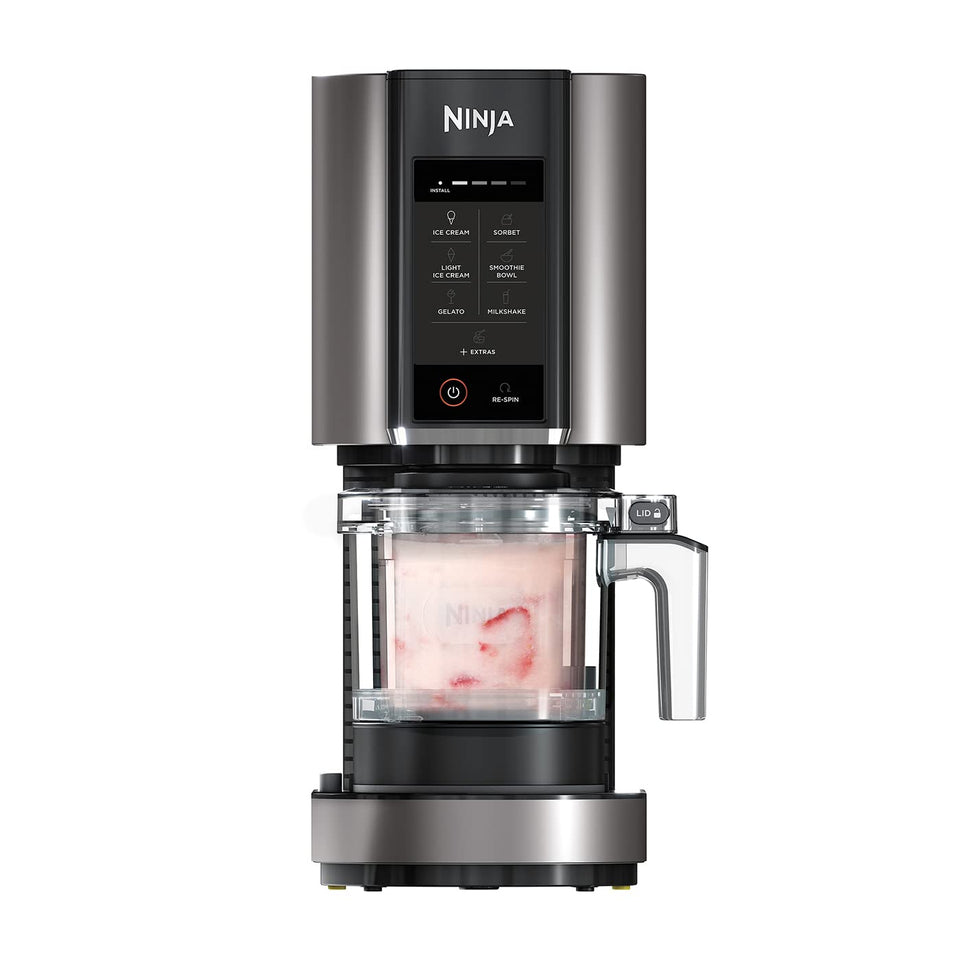 Ninja CREAMi Ice Cream Maker & Frozen Dessert Maker with 3 Tubs, 7 Programs, Makes Ice Cream, Gelato, Sorbet, Smoothie Bowl, Milkshakes and more, Black/Silver, Makes 1.4L of Ice Cream, NC300UK