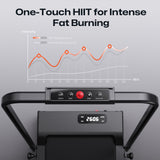 Folding Treadmill with 9% Incline, Walking Pad Foldable with Safety Handle Bar, One-Touch HIIT Mode, Walking, Jogging or Running for Home Office, No Assembly Required, Remote Control & LED Display