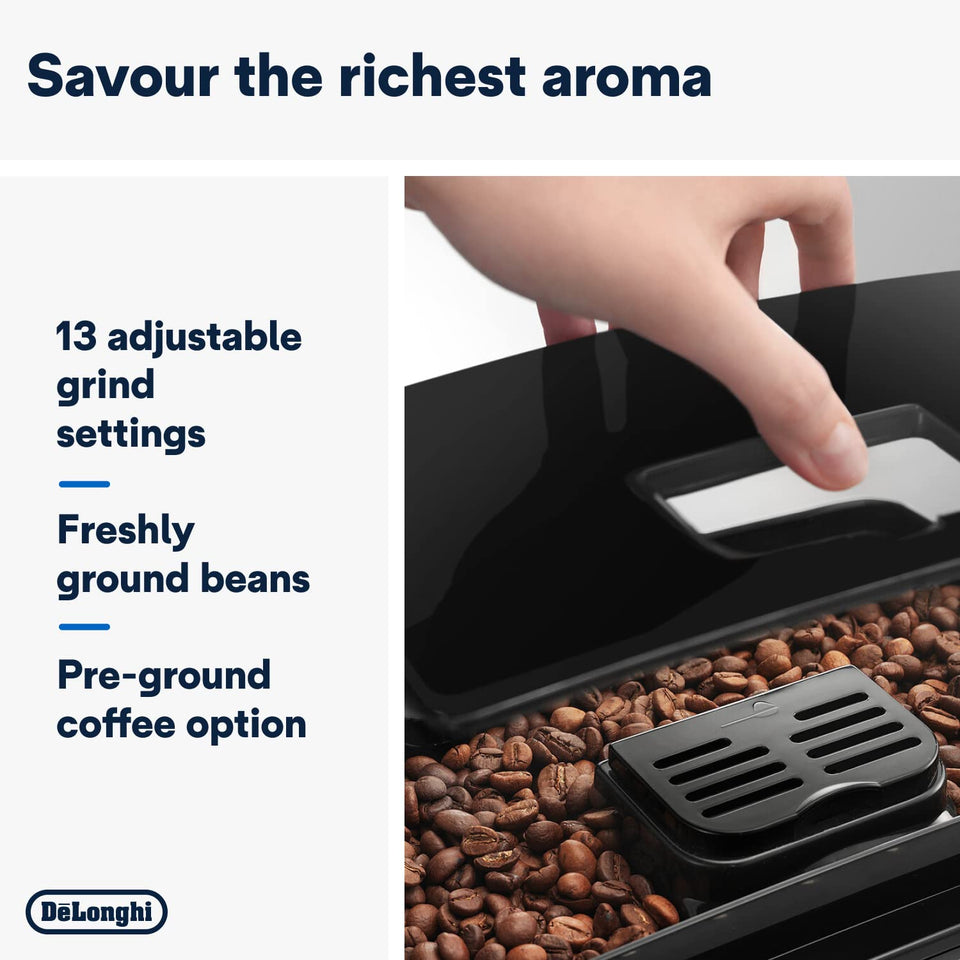 De'Longhi Magnifica S, Automatic Bean to Cup Coffee Machine, Espresso and Cappuccino Maker, ECAM22.110.B, Black