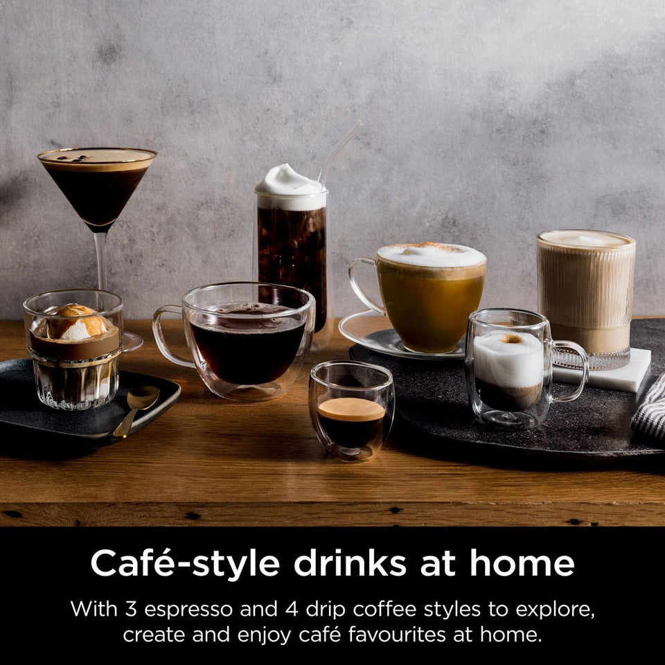 Ninja Luxe Premier 3-in-1 Coffee Machine, Latte, Cappuccino, Cold Brew & Espresso Maker With Built in Bean Grinder & Milk Frother, Easy to Use, 4 Automated Froth Presets, Silver, ES601UK